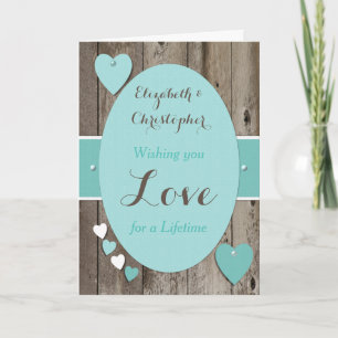 Carte Félicitations Rustic Wedding Day turquoise