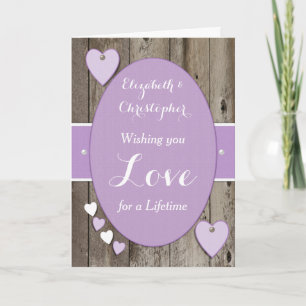 Carte Félicitations Rustic Wedding Day violet