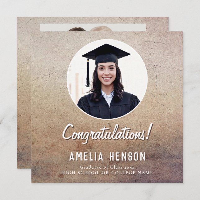 Carte Félicitations Rustiques Diplômé 2 de la 2e année (Devant / Derrière)