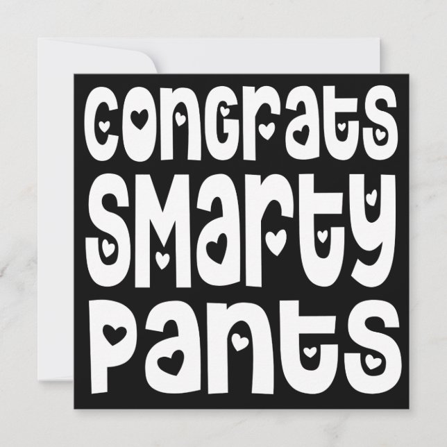 Carte Félicitations Smarty Pantalons Texte Coeurs Examen (Devant)