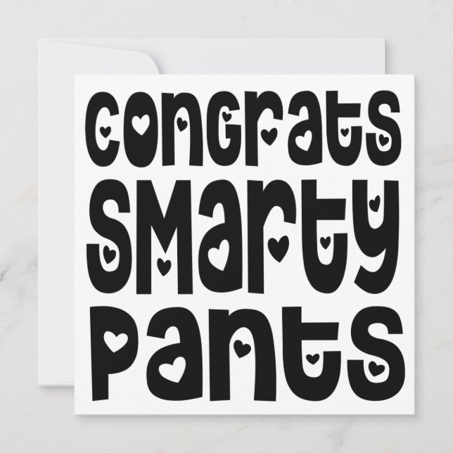 Carte Félicitations Smarty Pantalons Texte Coeurs Grad E (Devant)