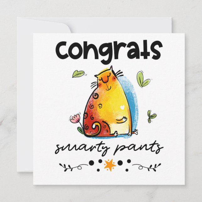Carte Félicitations Smarty Pants Drôle Drôle Cat Cartoon (Devant)