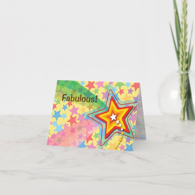 Carte Félicitations Superstar Rainbow Colorful Et Amusan (Devant)