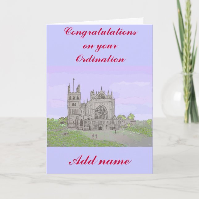 Carte Félicitations sur Ordination ajouter nom Cathédral (Devant)