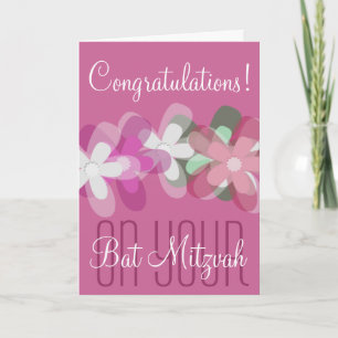 Carte Félicitations sur votre bat mitzvah floral