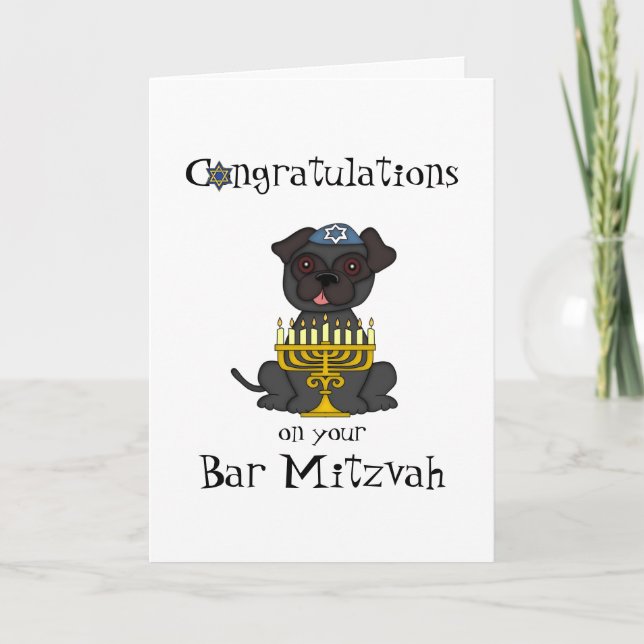 Carte Félicitations sur votre chien de Mitzvah-Carlin de (Devant)
