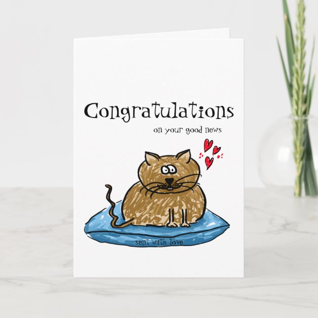 Carte Félicitations sur votre illustration de chat de (Devant)