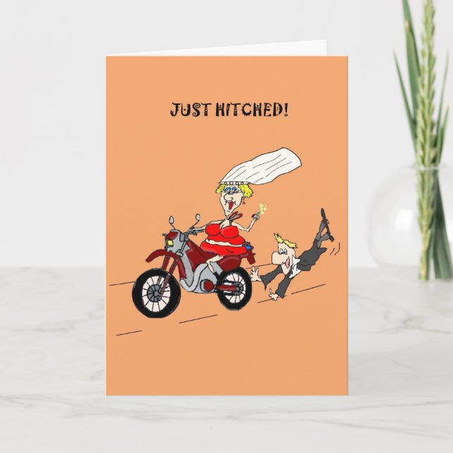 CARTE FÉLICITATIONS SUR VOTRE MARRAIGE FUNNY GROOM BIKER (Devant)