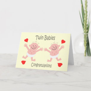 Carte Félicitations Twin Babies Cute Cartoon
