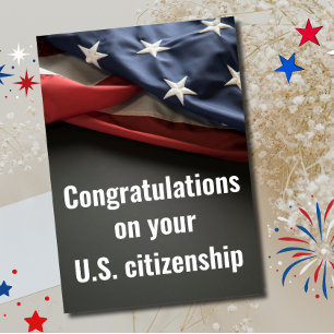 Carte Félicitations US Citoyenneté Drapeau Américain