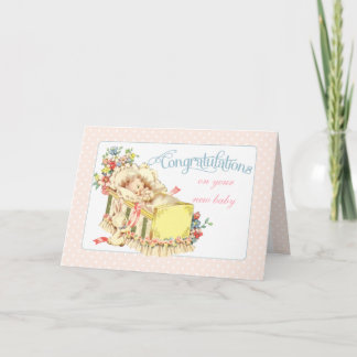 Carte Félicitations vintages pour le nouveau bébé