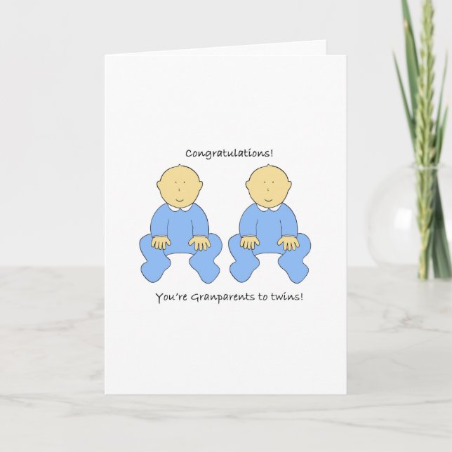 Carte Félicitations, vous êtes grands-parents à jumeaux (Devant)