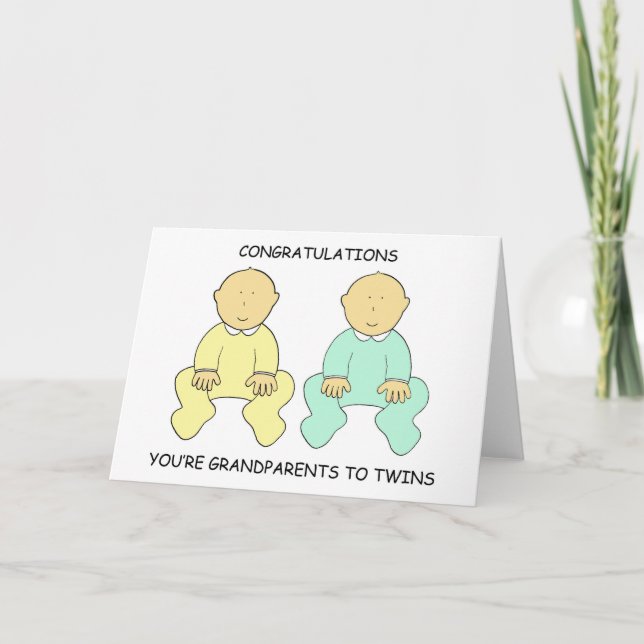 Carte Félicitations, vous êtes grands-parents à jumeaux (Devant)
