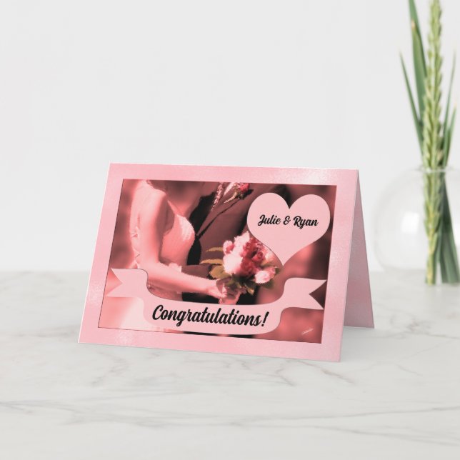 Carte Félicitez la mariée et le Mariage rose de la chamb (Devant)