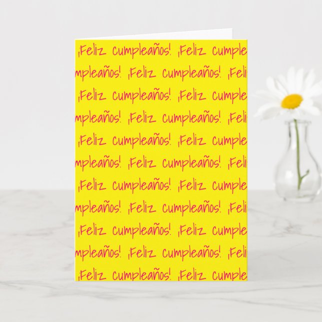 Carte Feliz Cumpleaños Espagnol Joyeux Anniversaire Blan (Petite plante)