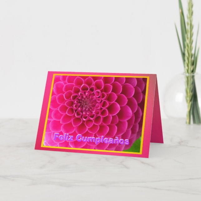 Carte Feliz Cumpleaños - La Dalia Rosa (Devant)