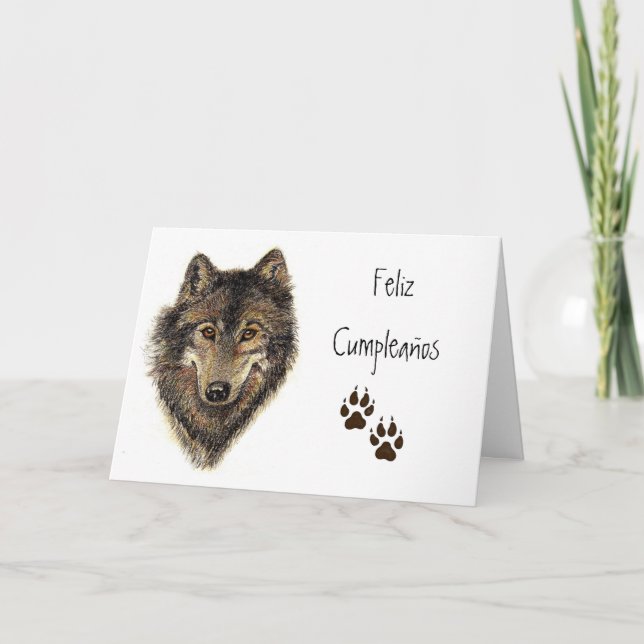 Carte Feliz cumpleaños, Loup, Loups, Animaux (Devant)