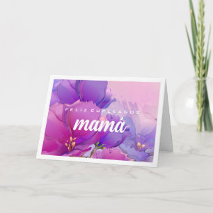 Carte Feliz Cumpleaños Mamá. Aquarelle peinture à fleurs