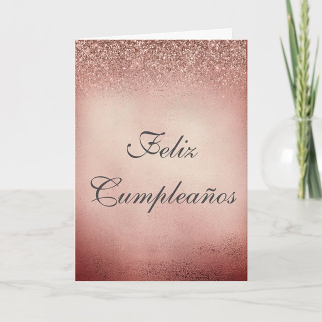 Carte Feliz Cumpleaños Rose espagnol Gold (Devant)
