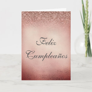 Carte Feliz Cumpleaños Rose espagnol Gold