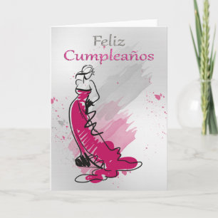 Carte Feliz Cumpleanos, Salutation espagnole, Femme