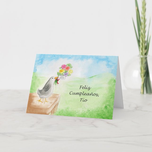 Carte Feliz Cumpleanos Tio, escroquerie Flores de Pajaro (Devant)