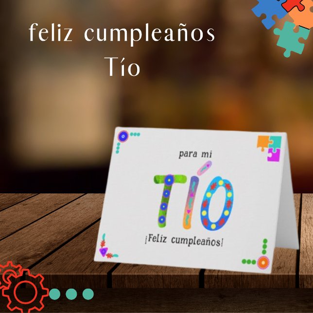 Carte Feliz Cumpleaños Tío Lettres lunaires Anniversaire (Créateur téléchargé)