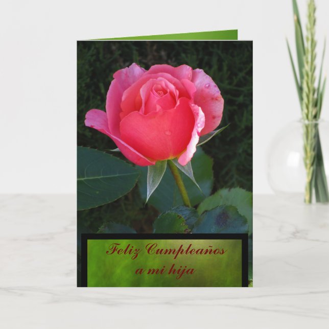 Carte - Feliz Cumpleaños un hija de MI - Rosa rosa (Devant)
