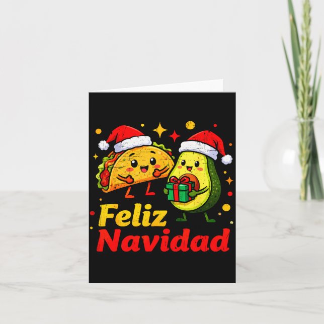 Carte Feliz Navidad Avocado Tacos Mexican Xmas Family Ma (Devant)