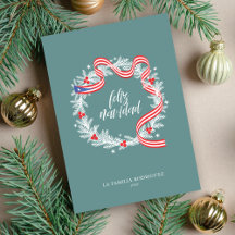 Carte Feliz Navidad Wreath Apat Holiday