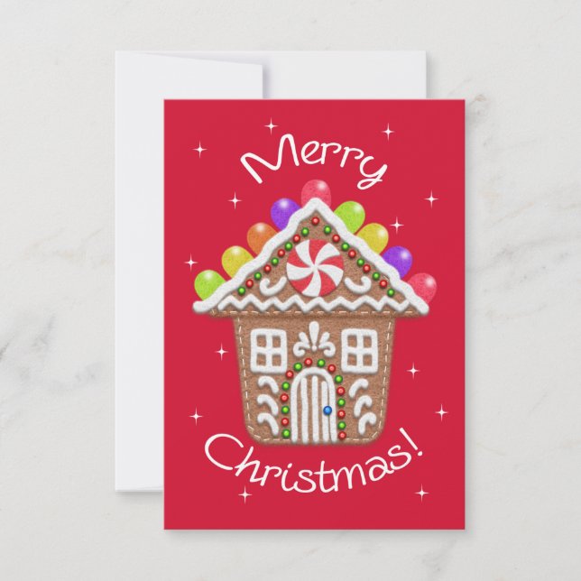 Carte Felt Look en pain d'épices Maison Noël (Devant)