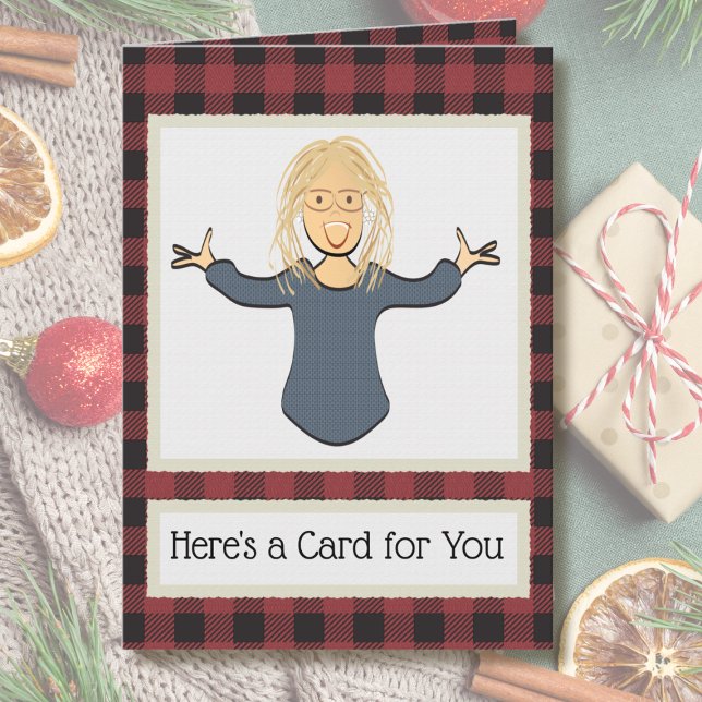 Carte Female Cartoon Funny Thank You Christmas Gift (Créateur téléchargé)
