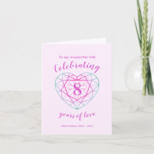 Carte Femme 8e anniversaire mariage 8 ans coeur d'amour