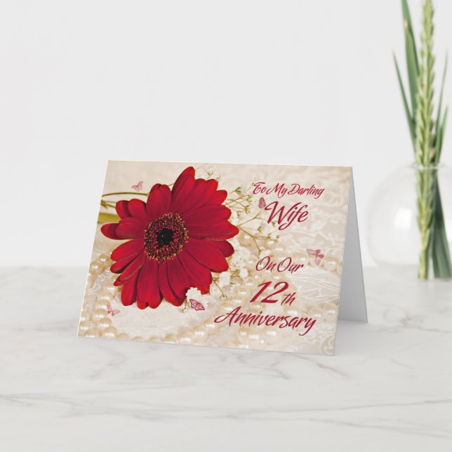 Carte Femme à l'occasion du 12e anniversaire du mariage, (Devant)