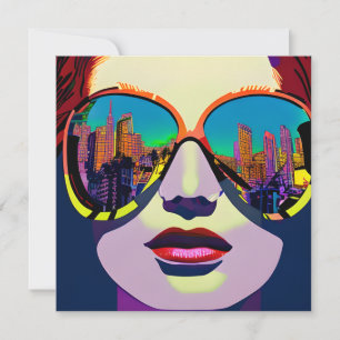 Carte Femme Abstraite en lunettes de soleil avec réflexi