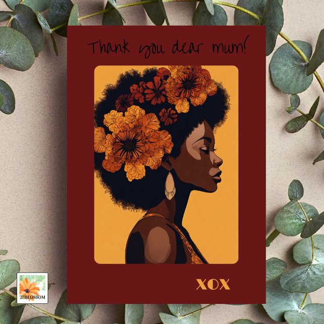 Carte Femme afro fête des mères avec un beau visage (Créateur téléchargé)