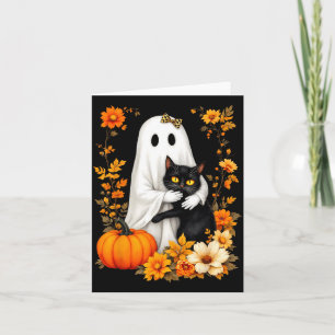 Carte Femme amateur de chats fantôme câlinant un chat no
