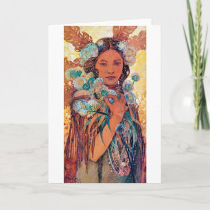 Carte Femme amérindienne, Mucha