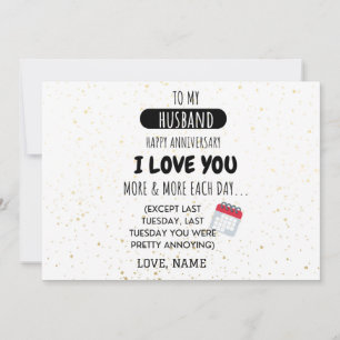 Carte Femme amusante au mari Message d'Humour à l'annive