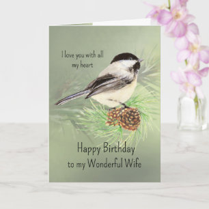 Carte Femme Anniversaire Aimer mon coeur Chickadee Bird