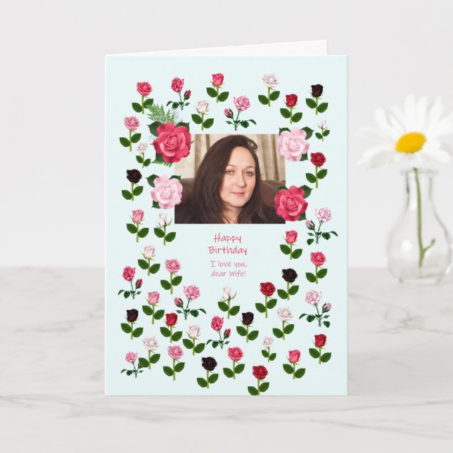 Carte Femme, Anniversaire, Rose (Petite plante)