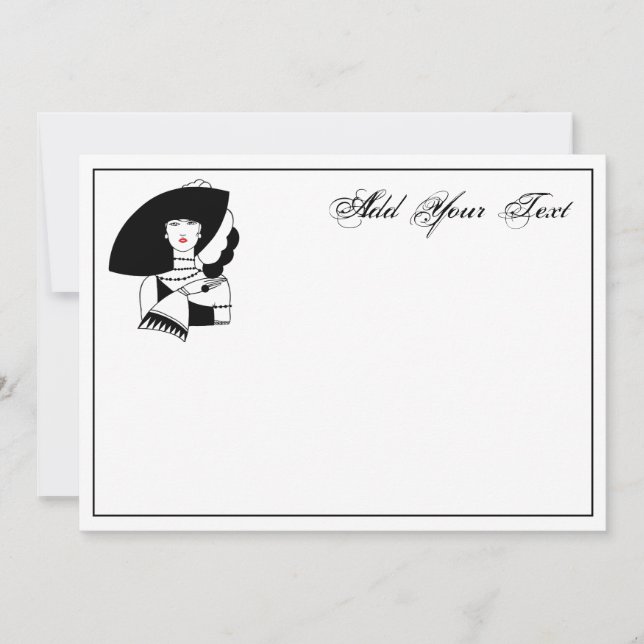 Carte Femme Art Déco En Gros Gants Casquettes RL (Devant)