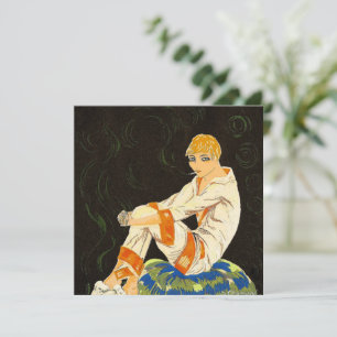 Carte Femme Art Déco Vintage, Fumant par S. Chompre