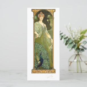 Carte Femme Art Nouveau vintage aux oiseaux par Sonrel