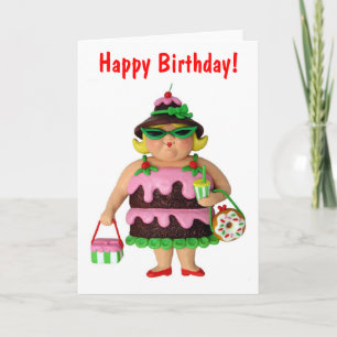 Carte Femme au gâteau
