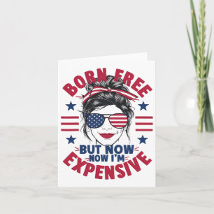 Carte Femme aux cheveux décoiffés du 4 juillet, née libr