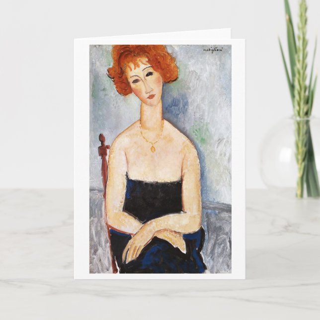 Carte Femme aux cheveux roux avec un Pendentif, Modiglia (Devant)