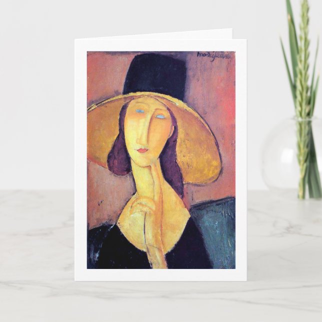 Carte Femme avec grand Casquette, Modigliani (Devant)