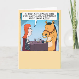 Carte Femme avec un cheval drôle d'anniversaire
