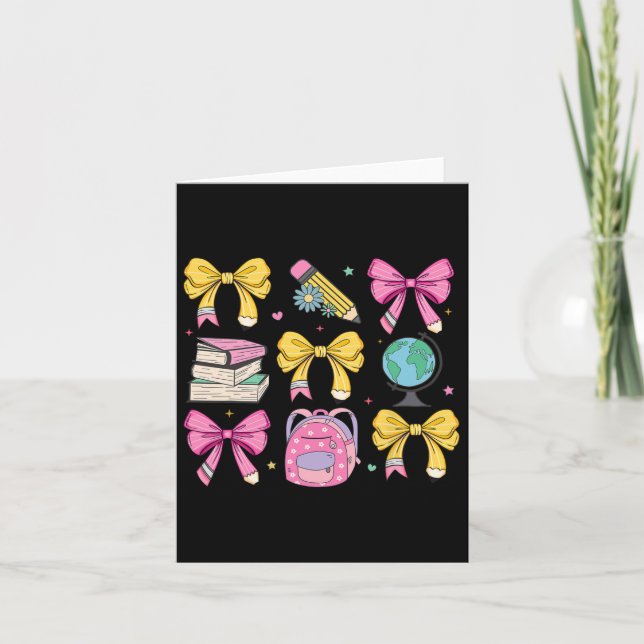 Carte Femme Coquette Pink Bow Ribbons crayon application (Devant)